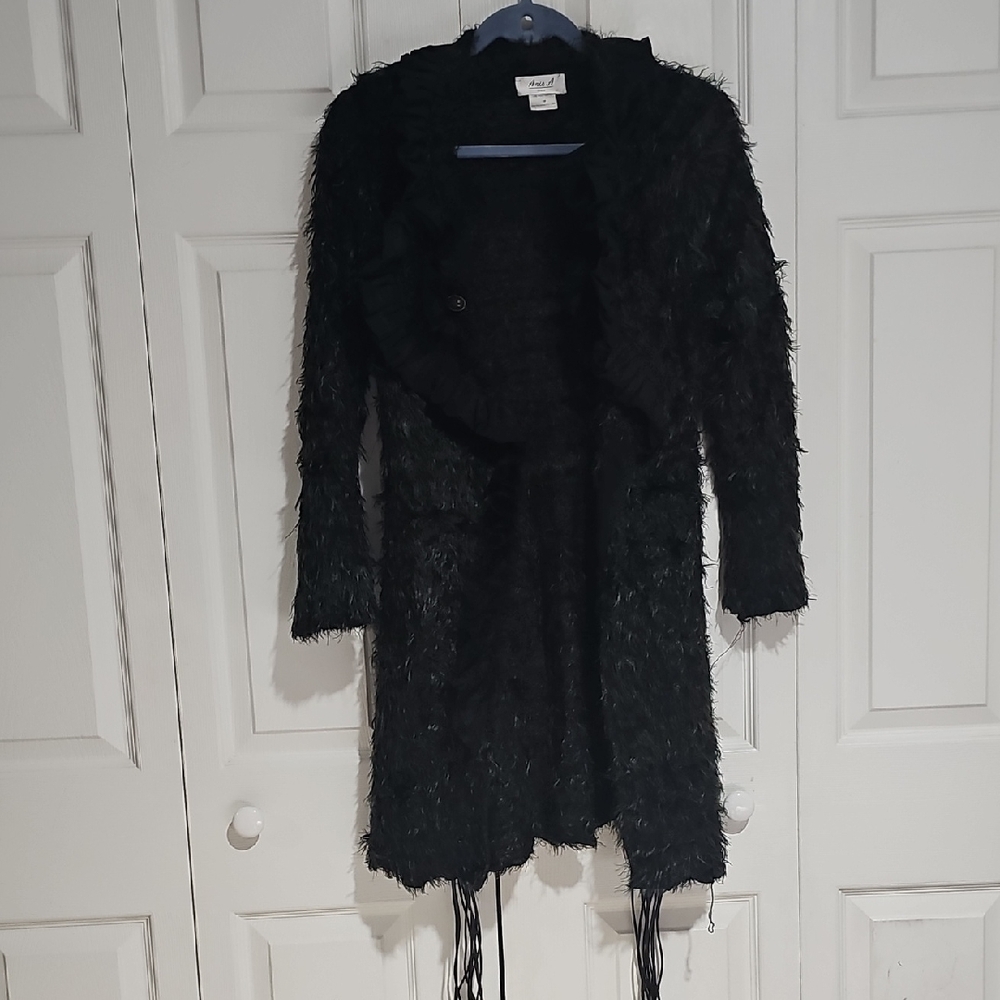 🖤 Ania A Textured Shaggy Cardigan Jacket | Black | Size M